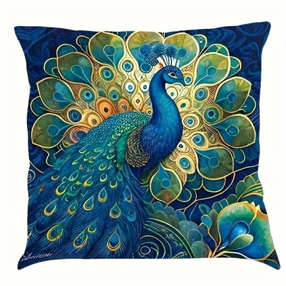 4-Pack Woven Peacock Throw Pillow Covers 18x18 Inch - Picture 5 of 5